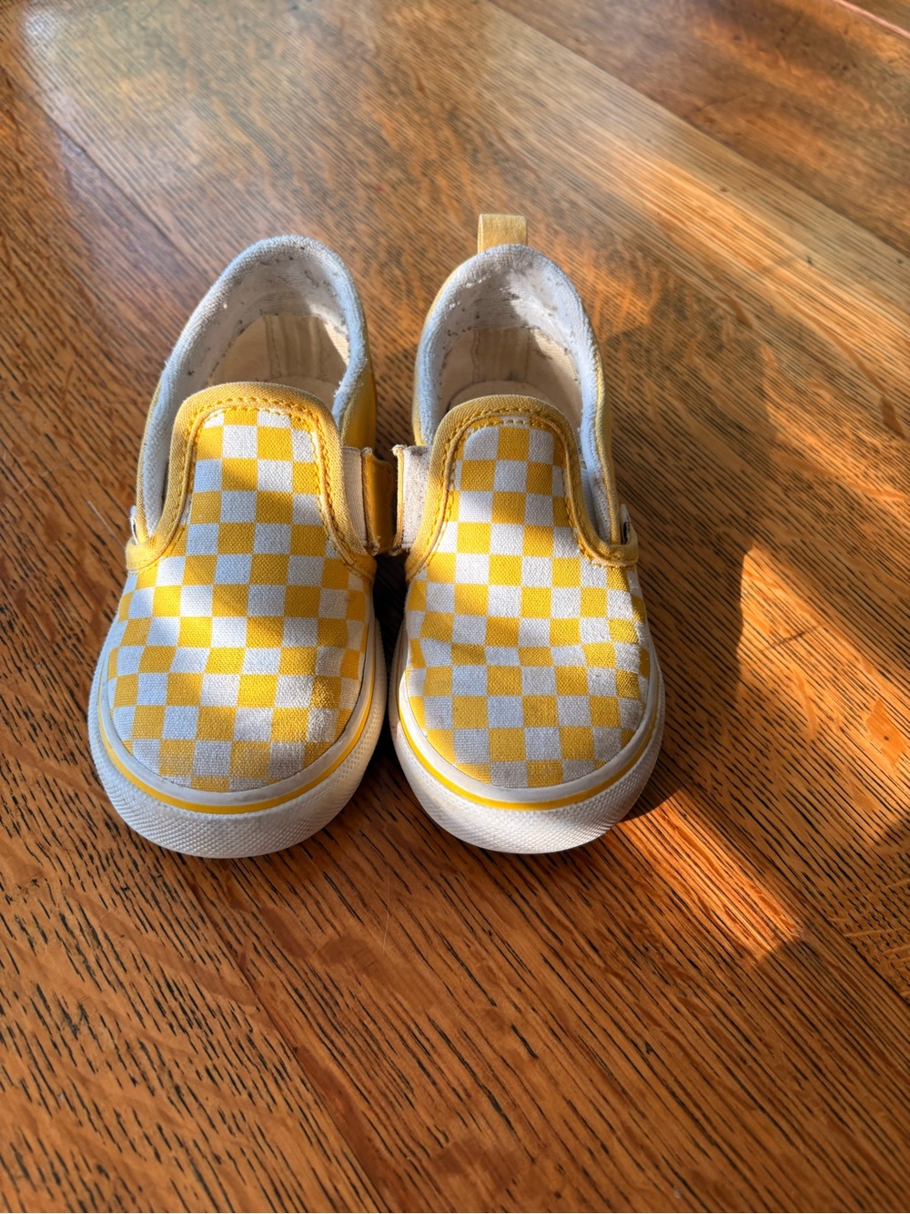 Vans Kids Slip-On Checkerboard Shoes in Yellow and White